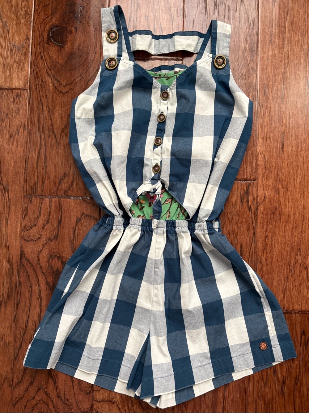 Matilda Jane Blue and White Gingham Girls' Romper - Size 8